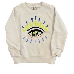 Kenzo Kids white size 4 sweatshirt with eye design and palm trees in iris